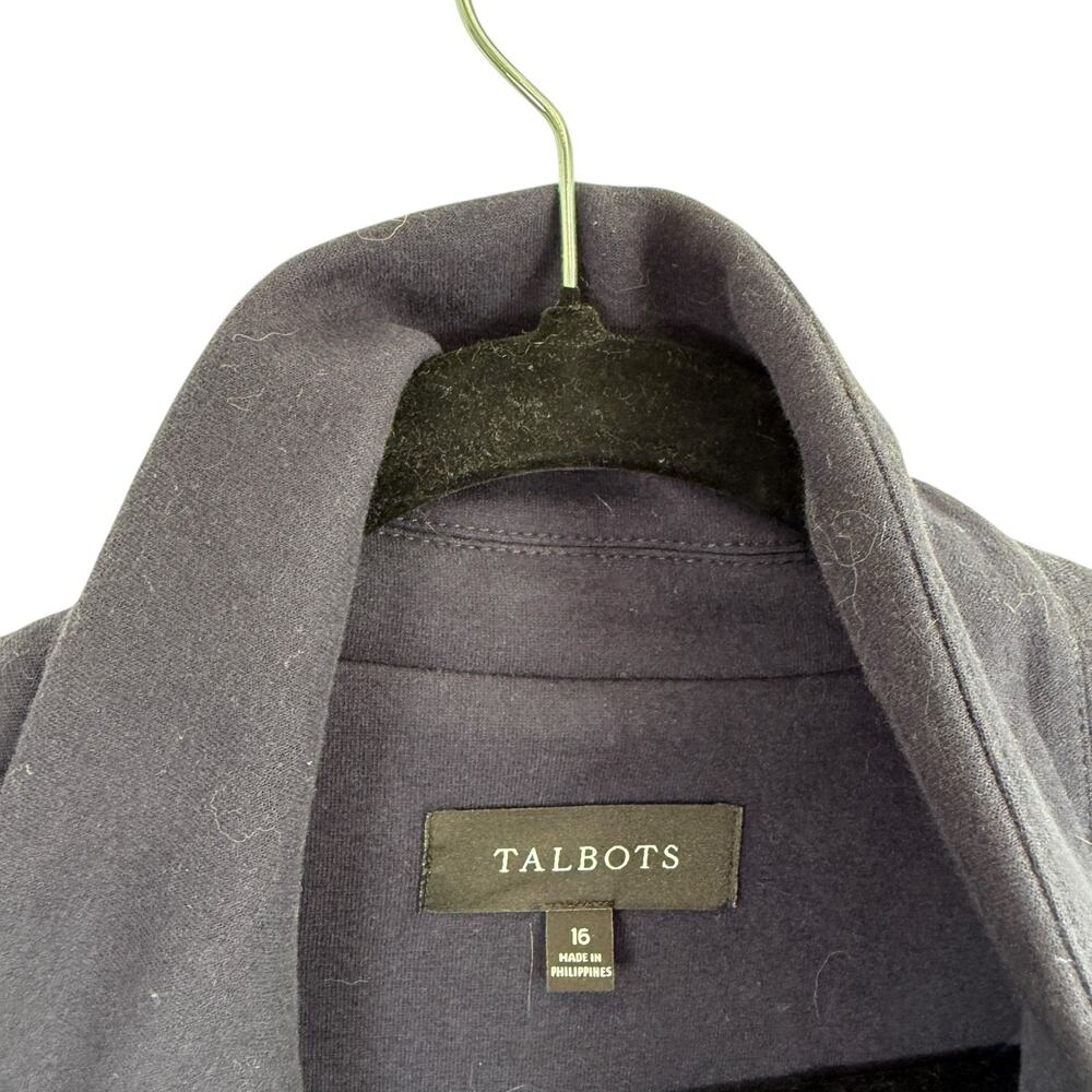 Talbots Brushed Knit Relaxed Blazer Navy Blue Career Office Capsole Womens 16 - Picture 4 of 6